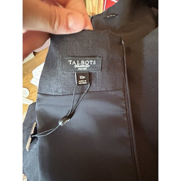 Talbots Black Irish LINEN Dress size 10 PETITE NWT Sleeveless A Line Corporate - Picture 8 of 11